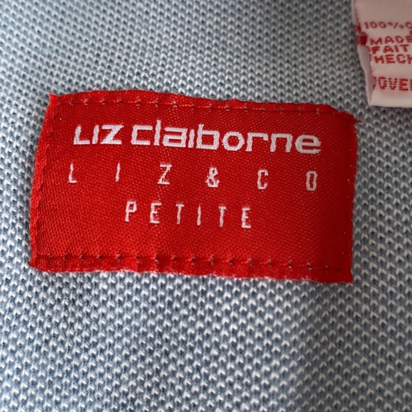 Liz Claiborne blue & white striped  button front light jacket w side pockets. LP - Picture 5 of 14